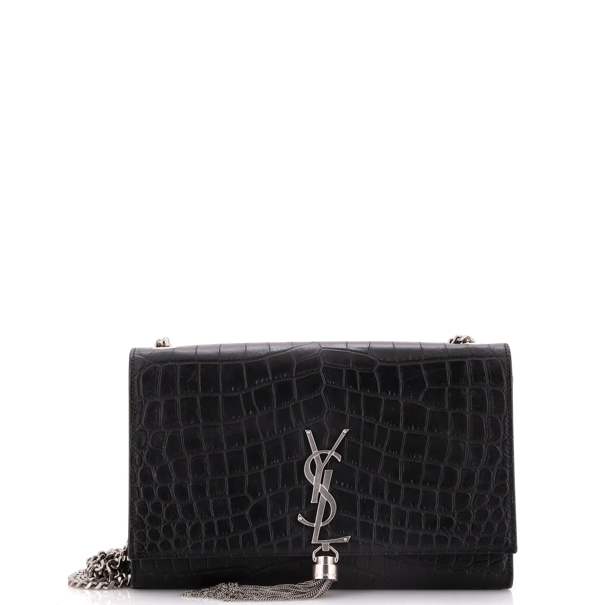 Classic Monogram Tassel Crossbody Bag Crocodile Embossed Leather Medium - Deep Luxury