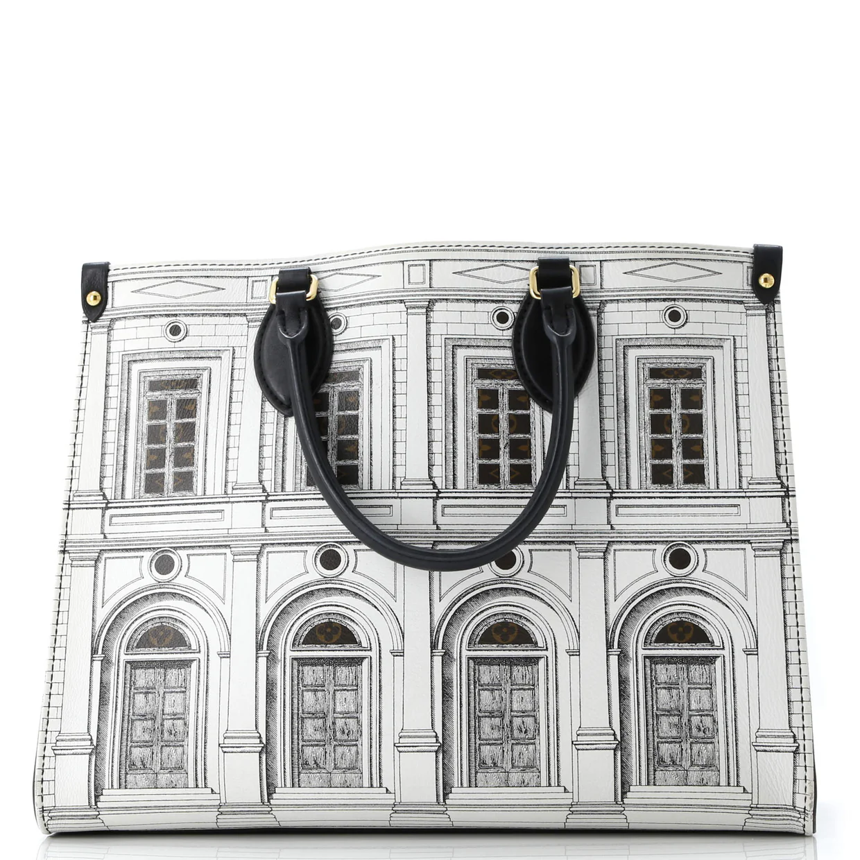 OnTheGo Tote Limited Edition Fornasetti Architettura Print Leather and Monogram Canvas MM - Deep Luxury