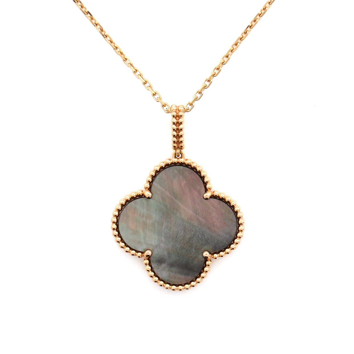 Magic Alhambra Long Necklace 18K Rose Gold and Grey Mother of Pearl - Deep Luxury