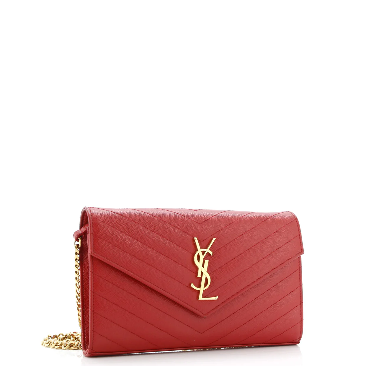 Classic Monogram Wallet on Chain Matelasse Chevron Leather Medium - Deep Luxury