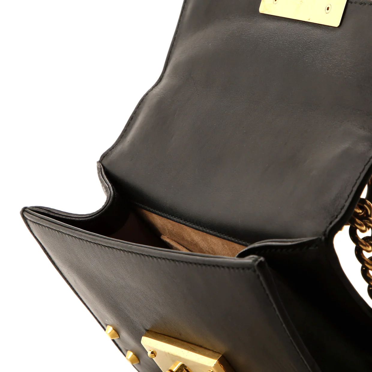 Pearly Padlock Shoulder Bag Studded Leather Small - Deep Luxury