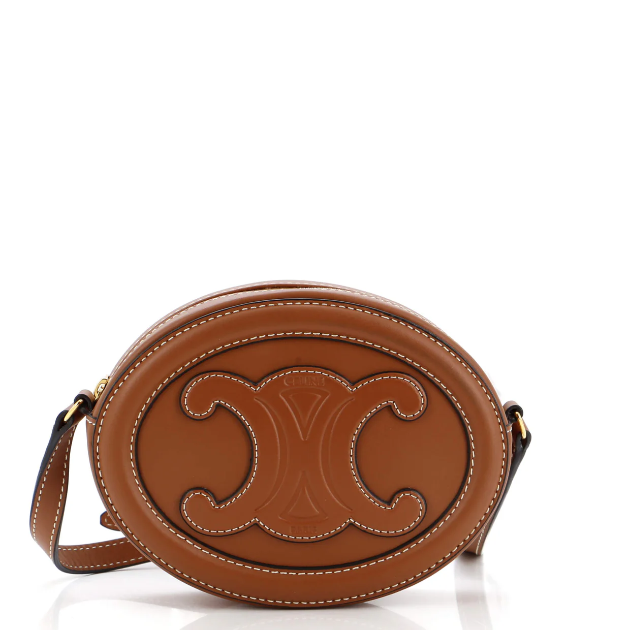 Triomphe Oval Crossbody Bag Leather Mini - Deep Luxury