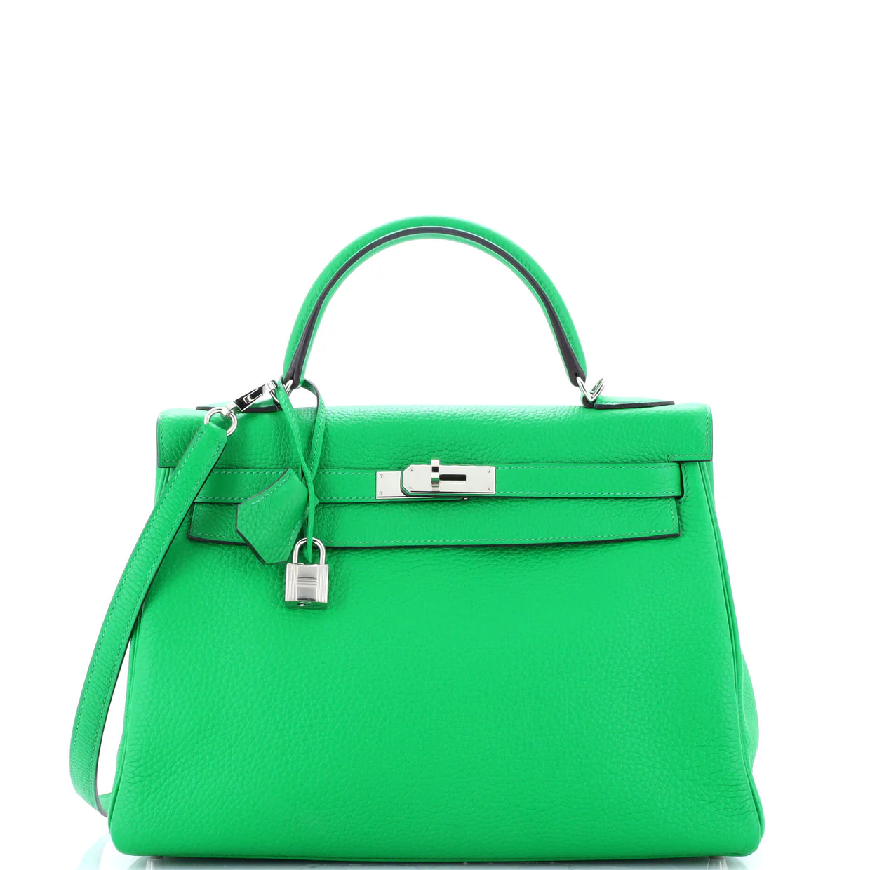 Kelly Handbag Bamboo Clemence with Palladium Hardware 32 - Deep Luxury