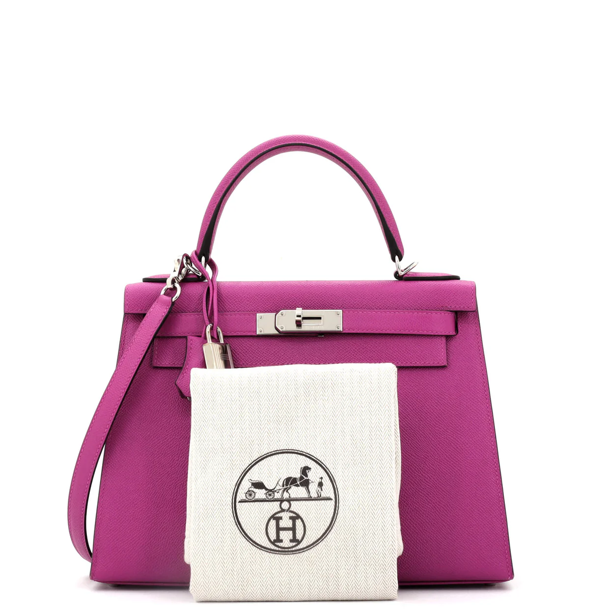 Kelly Handbag Rose Pourpre Epsom with Palladium Hardware 28 - Deep Luxury