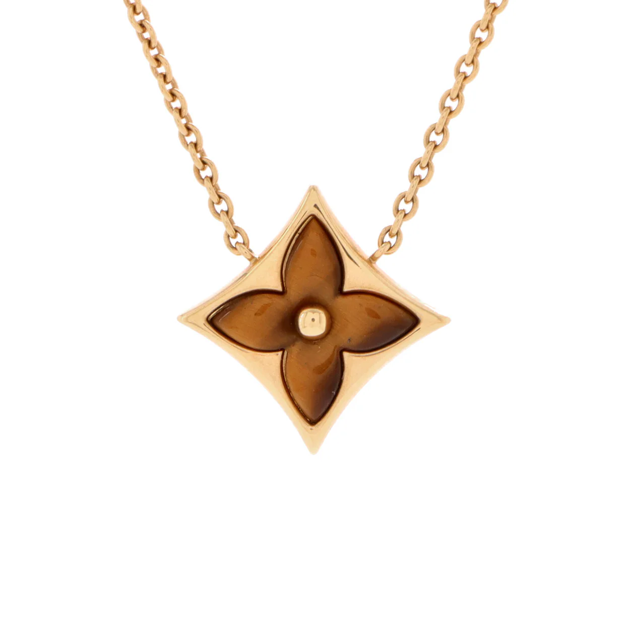 Color Blossom Star Pendant Necklace 18K Yellow Gold with Tigers Eye - Deep Luxury