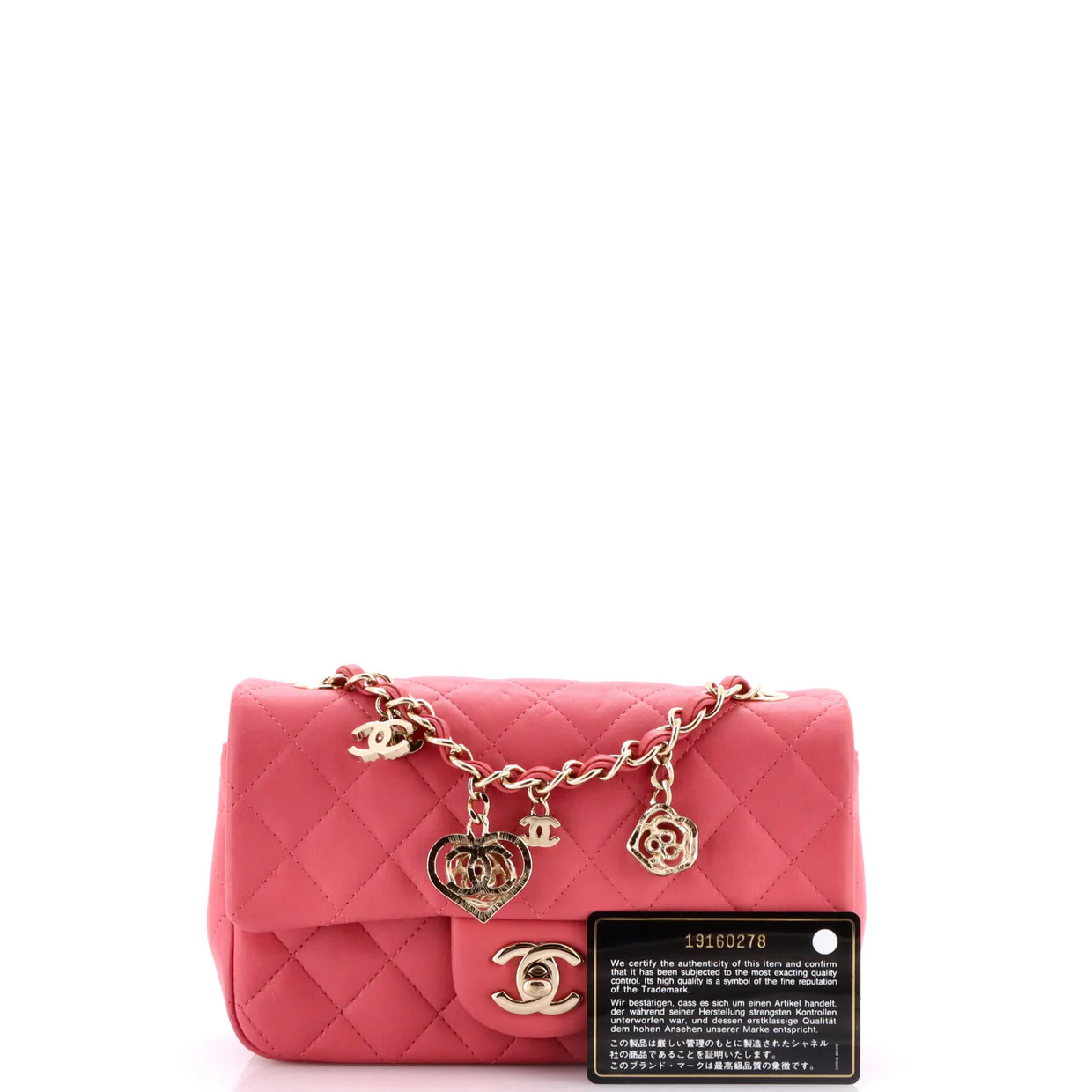 Valentine Crystal Hearts Flap Bag Quilted Lambskin Mini - Deep Luxury