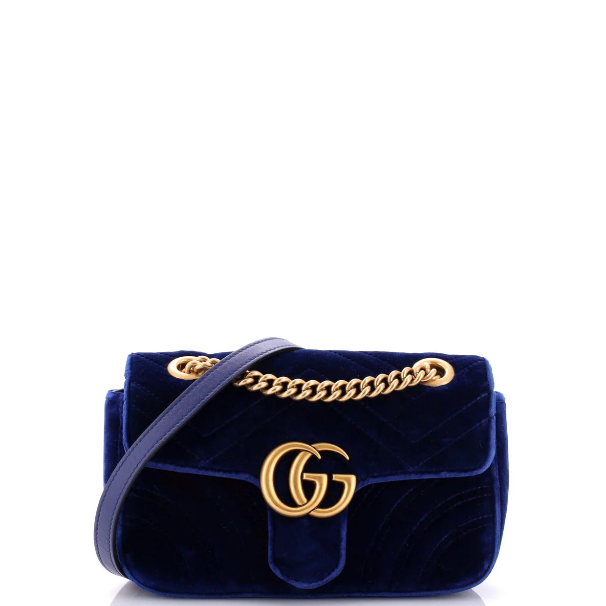 GG Marmont Flap Bag Matelasse Velvet Mini - Deep Luxury