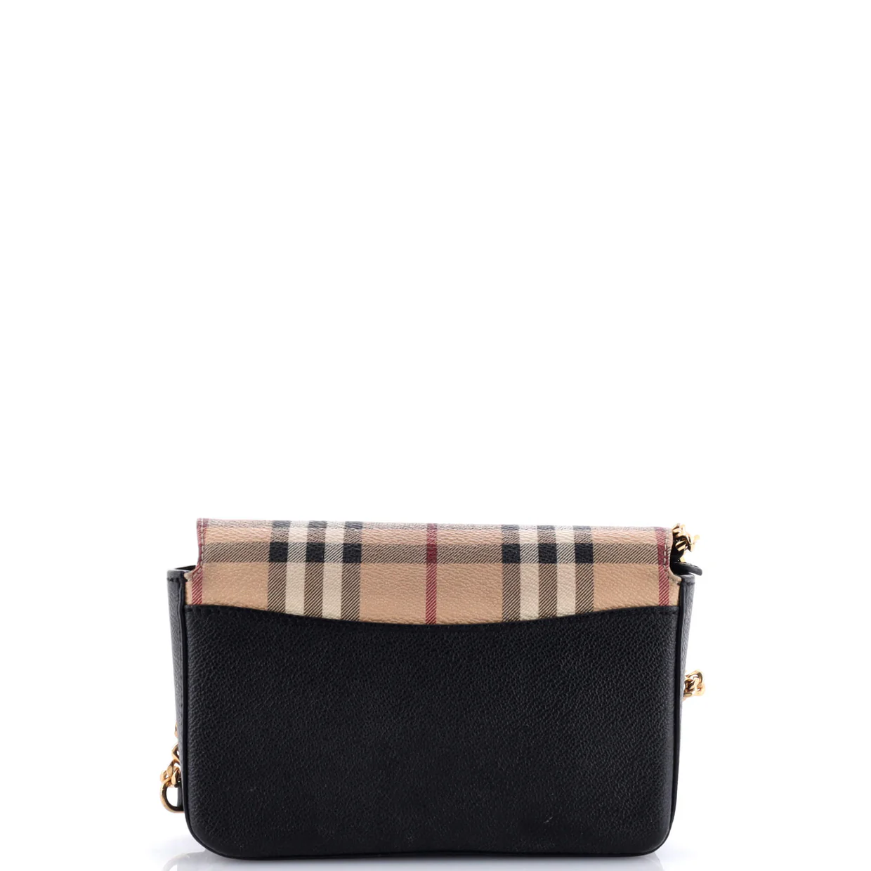 Hampshire Wallet on Chain Leather and House Check Canvas - Deep Luxury