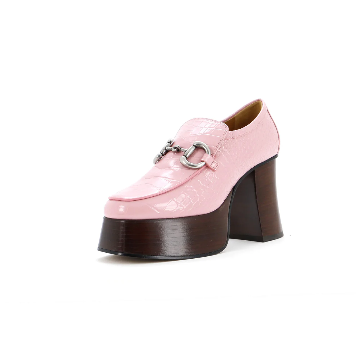 Women's Horsebit Platform Loafers Crocodile Embossed Leather - Deep Luxury