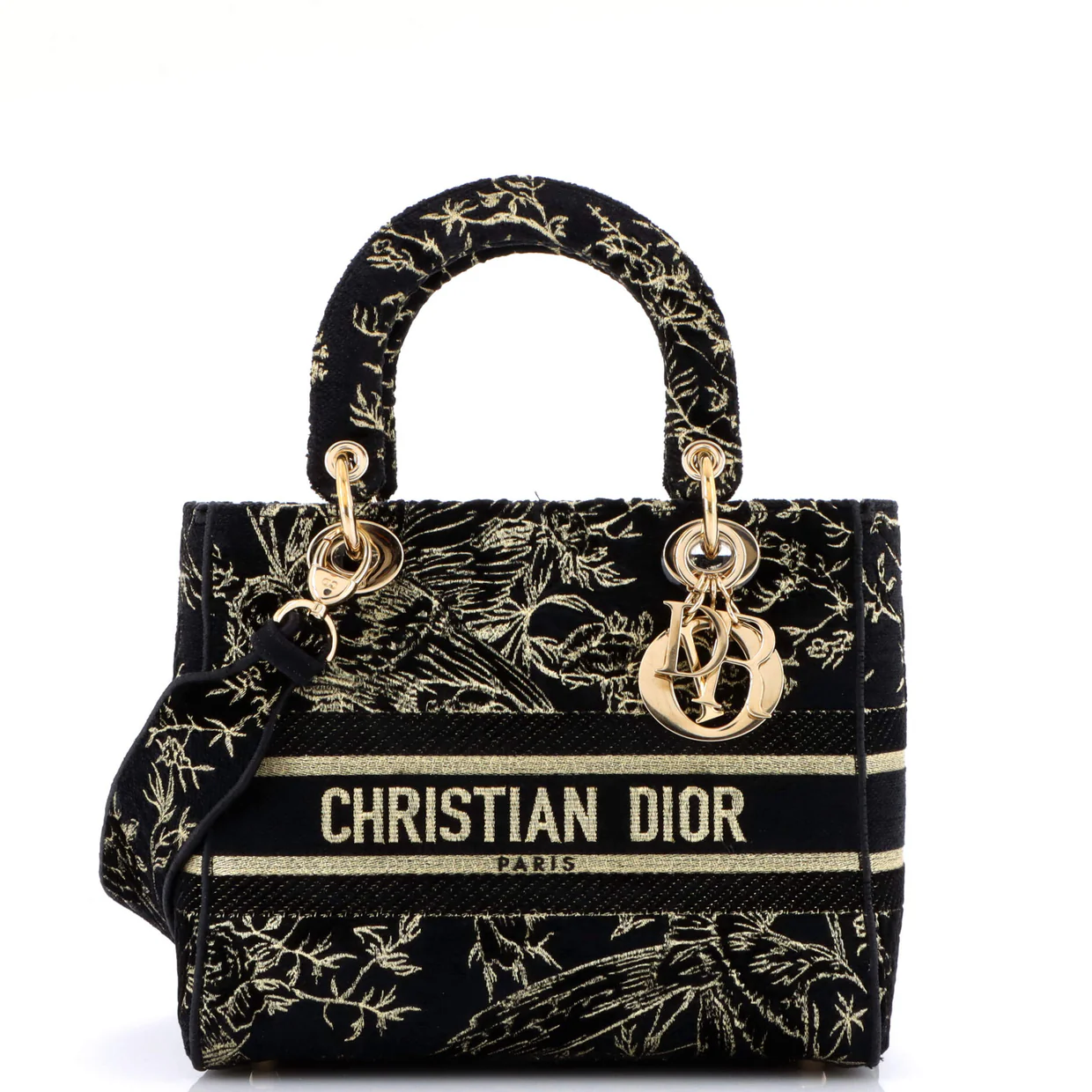 Toile de Jouy Lady D-Lite Bag Embroidered Velvet Medium - Deep Luxury