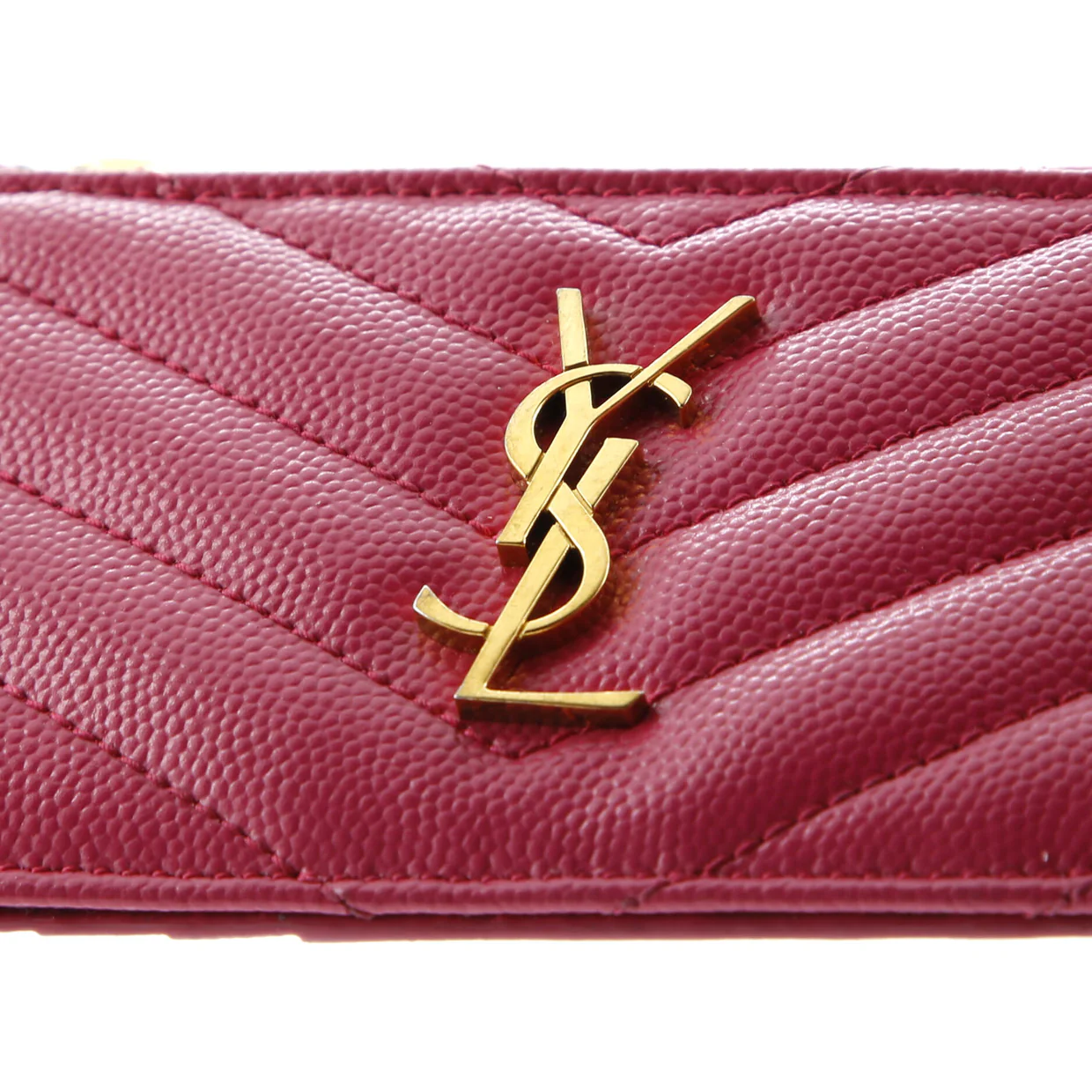 Monogram Fragments Zip Card Holder Matelasse Chevron Leather - Deep Luxury