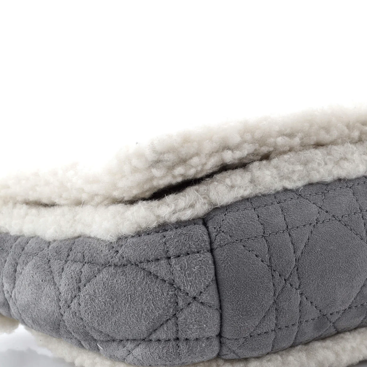 Caro Bag Cannage Quilt Suede with Shearling Small - Deep Luxury