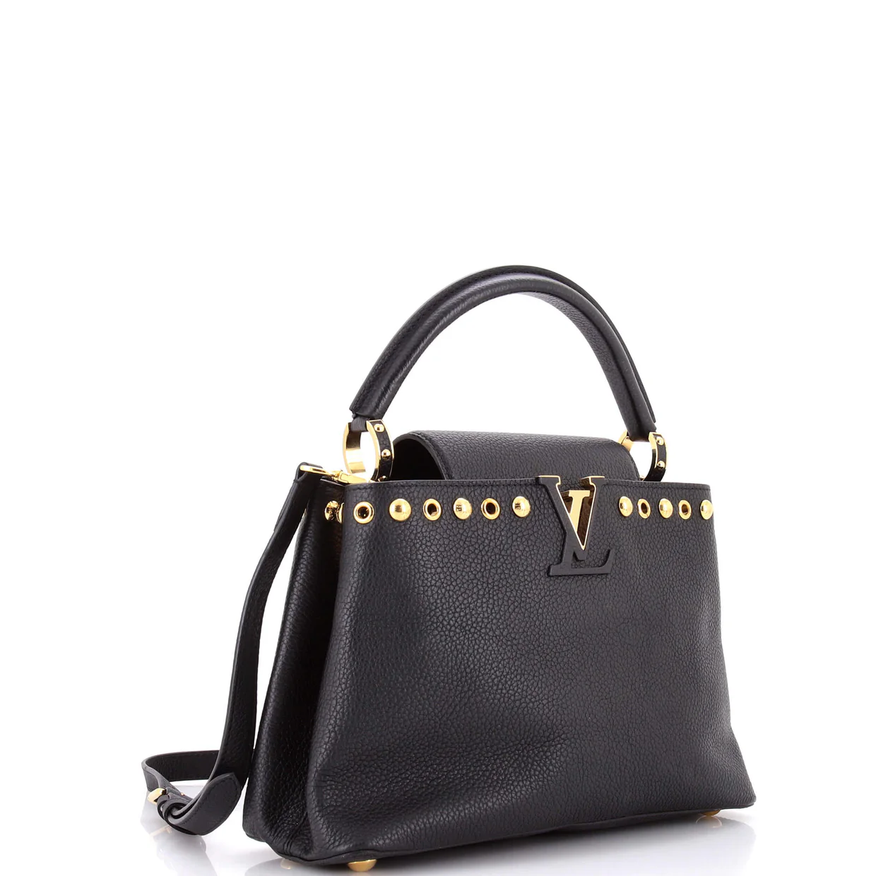 Capucines Bag Leather with Embellished Detail PM - Deep Luxury