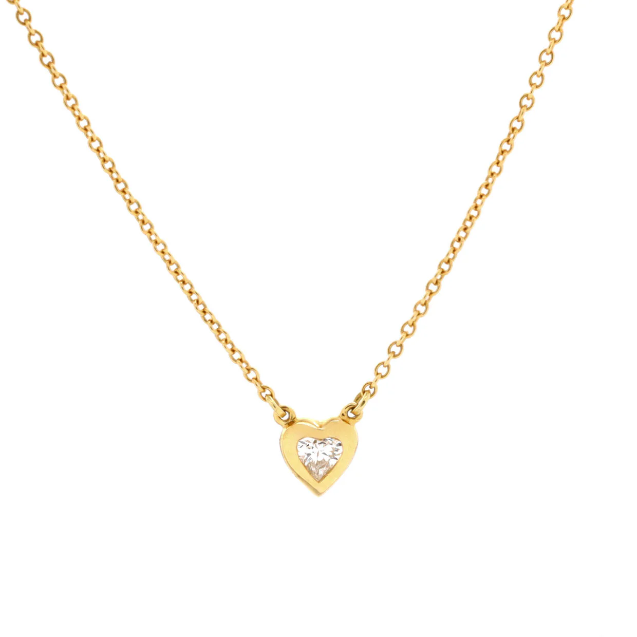 Elsa Peretti Diamonds By The Yard Heart Pendant Necklace 18K Yellow Gold and Diamond - Deep Luxury