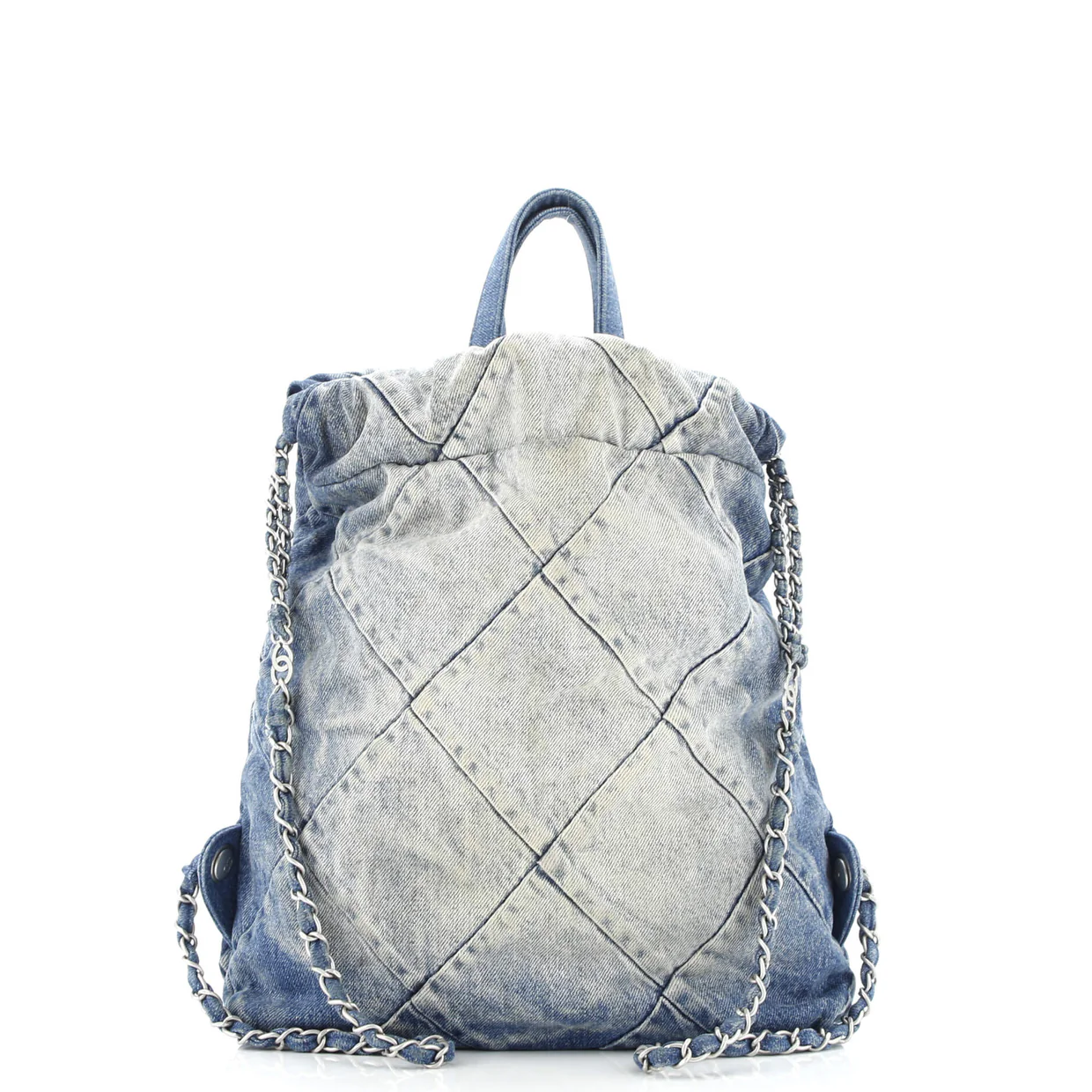 22 Chain Backpack Quilted Denim Medium - Deep Luxury