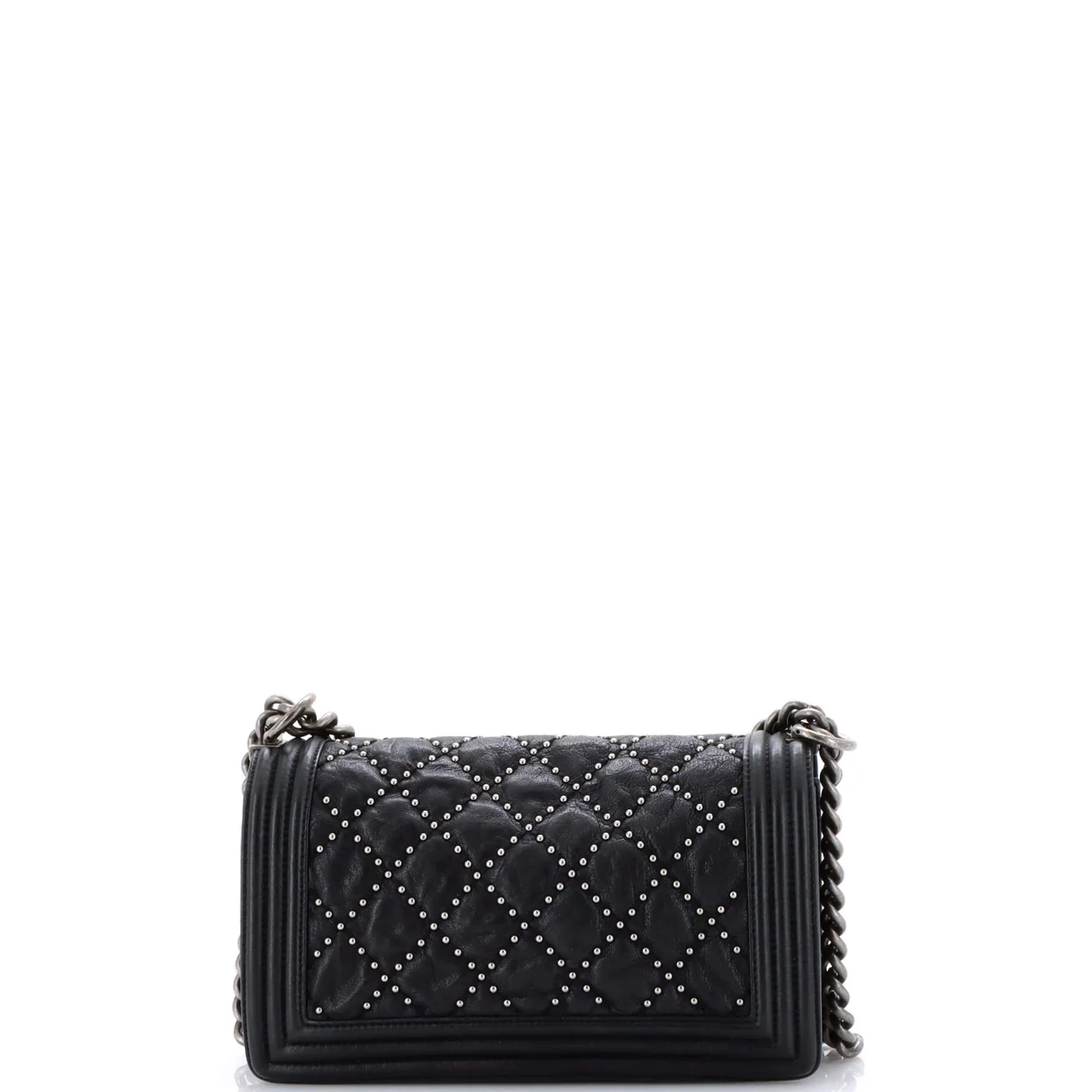 Boy Flap Bag Studded Quilted Distressed Calfskin Old Medium - Deep Luxury