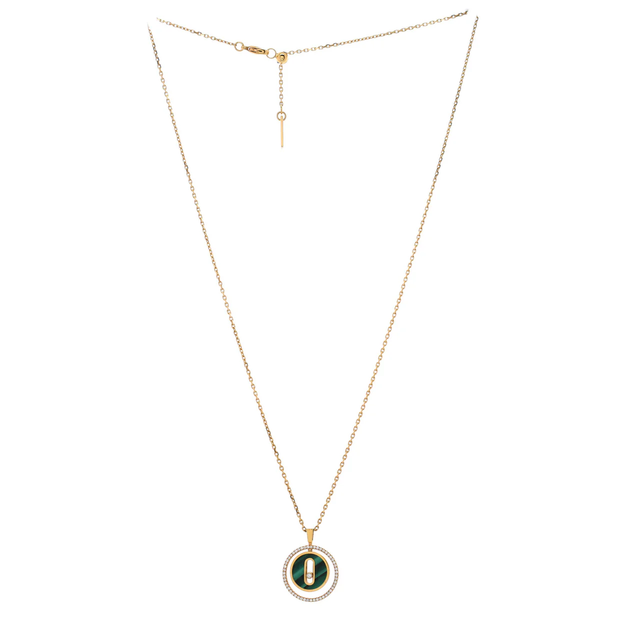 Lucky Move Pendant Necklace 18K Yellow Gold with Diamonds and Malachite SM - Deep Luxury