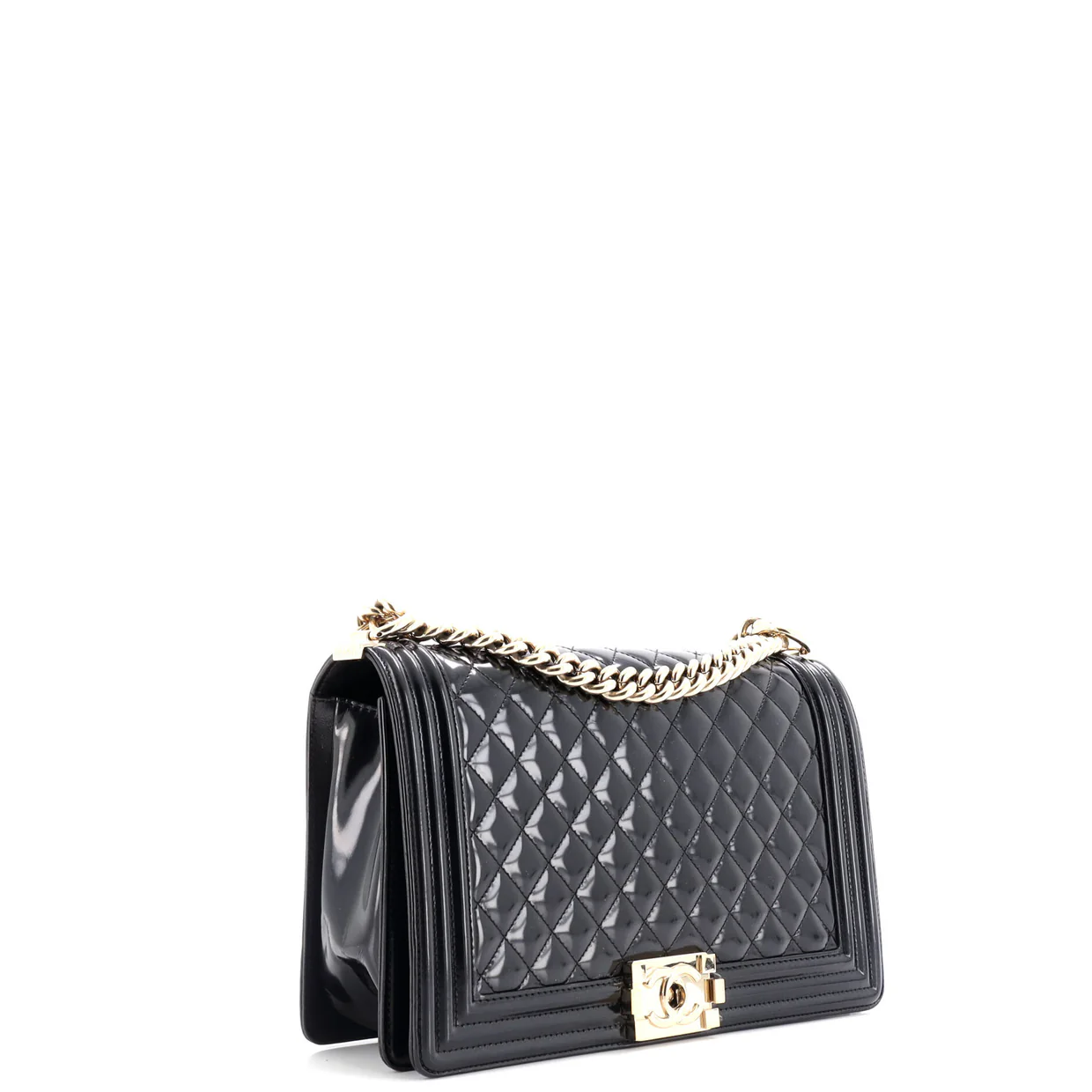 Boy Flap Bag Quilted Patent New Medium - Deep Luxury