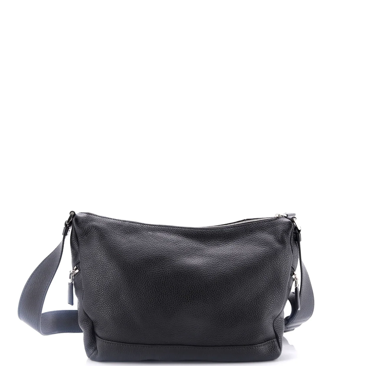 Triangle Logo Embossed Side Zip Shoulder Bag Vitello Daino - Deep Luxury