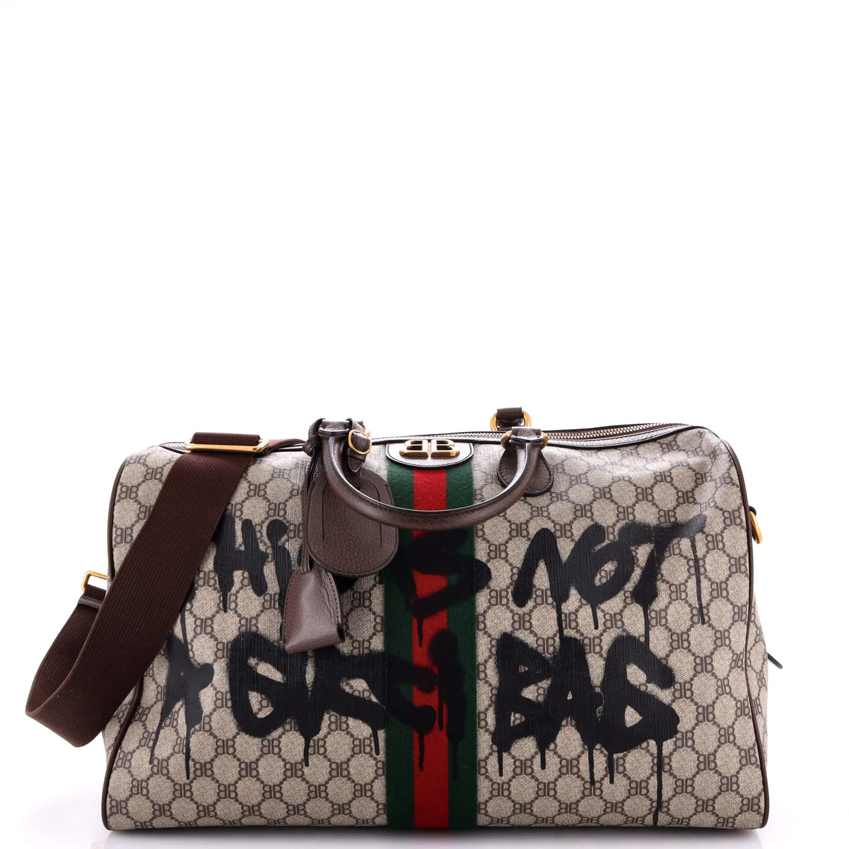 x Gucci The Hacker Project Duffle Bag Graffiti BB Coated Canvas Medium - Deep Luxury