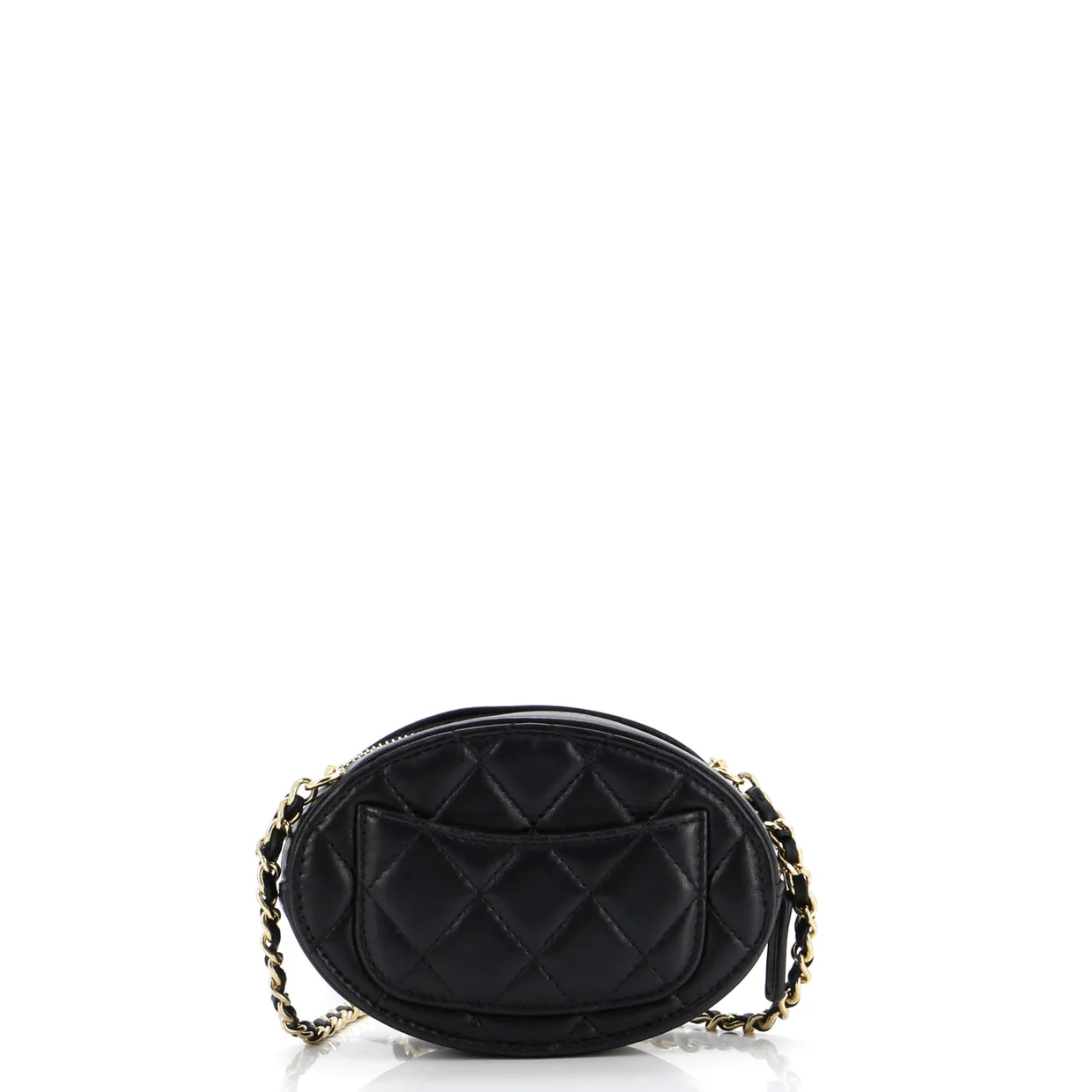 Logo Plate Oval Clutch With Chain Metal and Lambskin - Deep Luxury