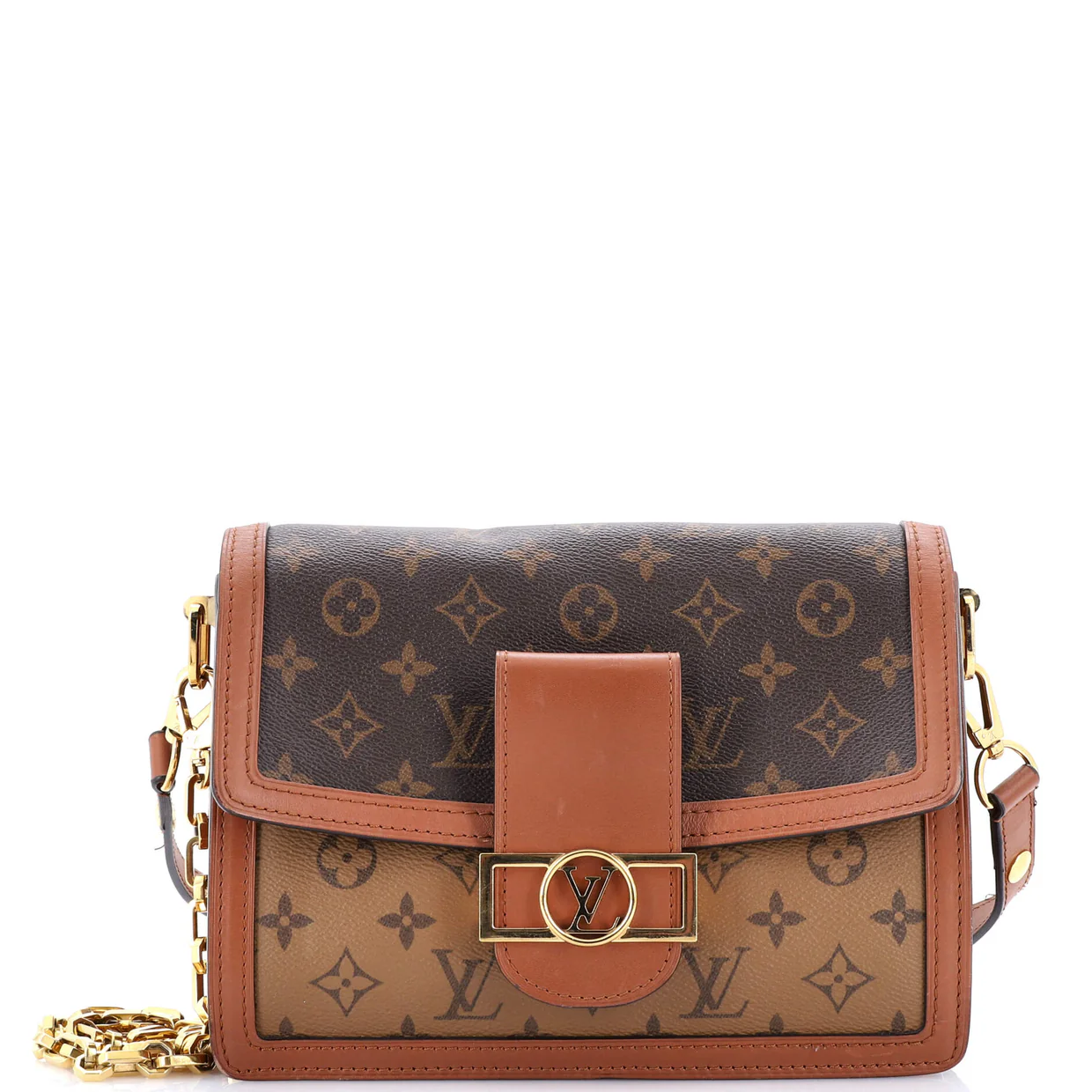 Dauphine Shoulder Bag Reverse Monogram Canvas MM - Deep Luxury