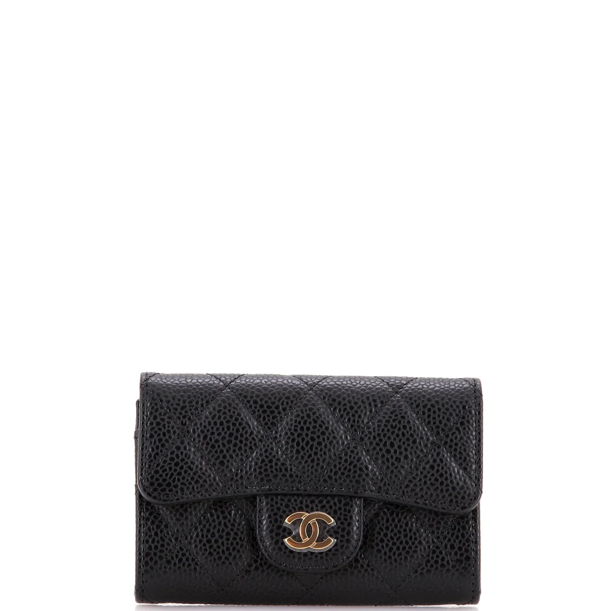 Classic Flap Card Case Quilted Caviar - Deep Luxury