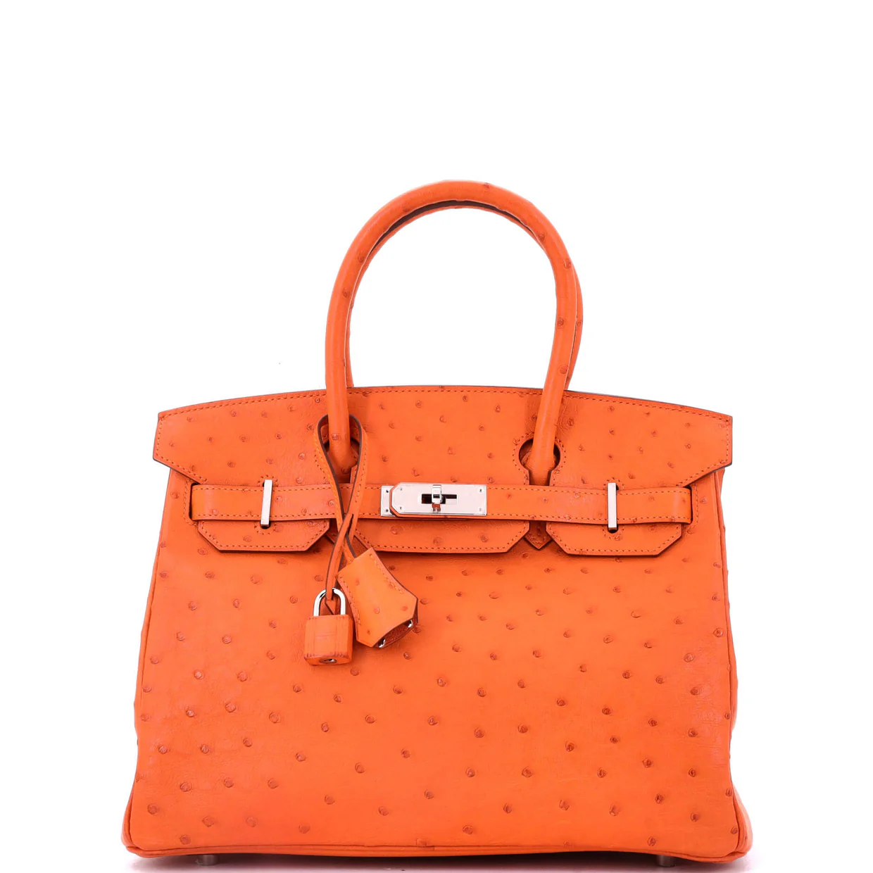 Birkin Handbag Tangerine Ostrich with Palladium Hardware 30 - Deep Luxury