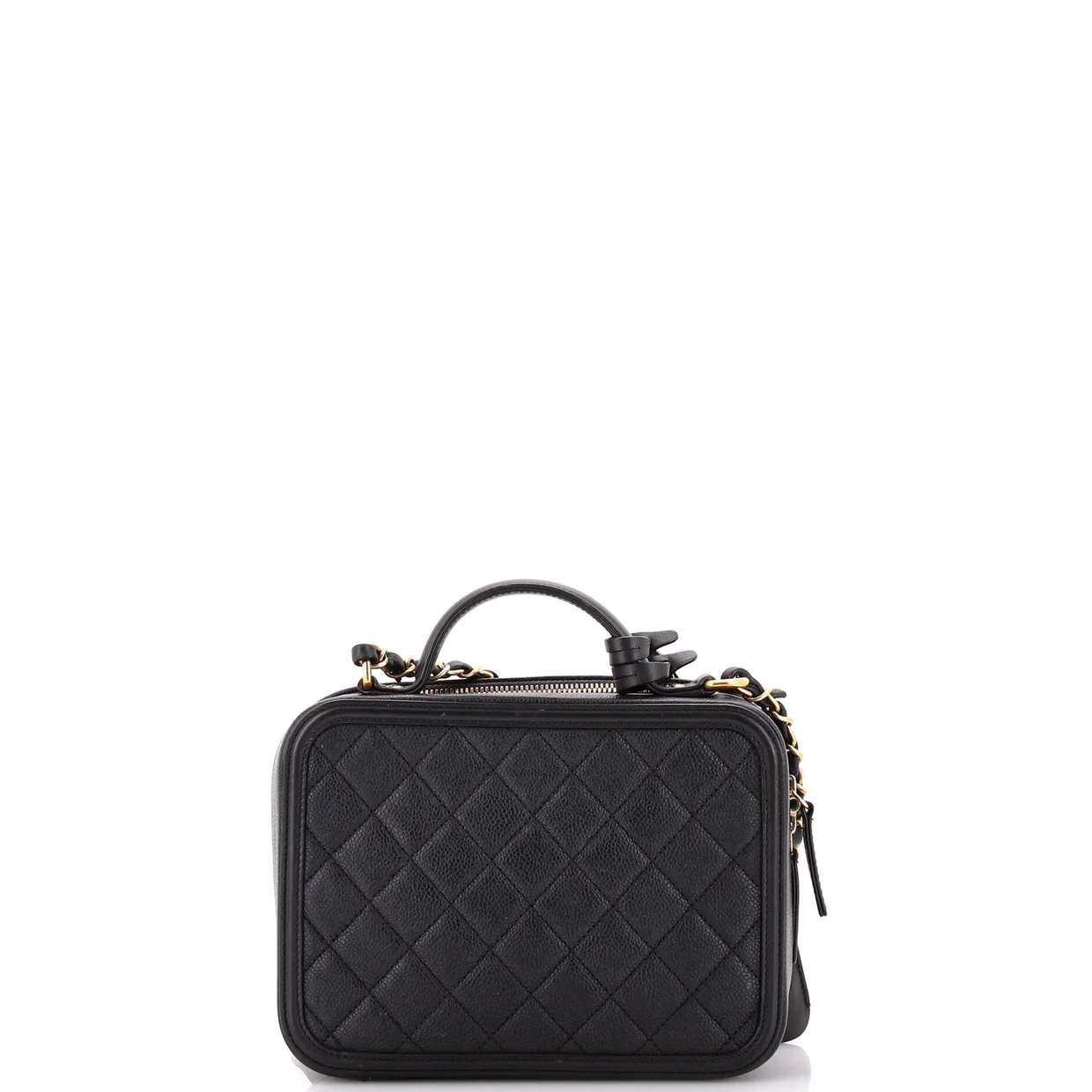 Filigree Vanity Case Quilted Caviar Medium - Deep Luxury