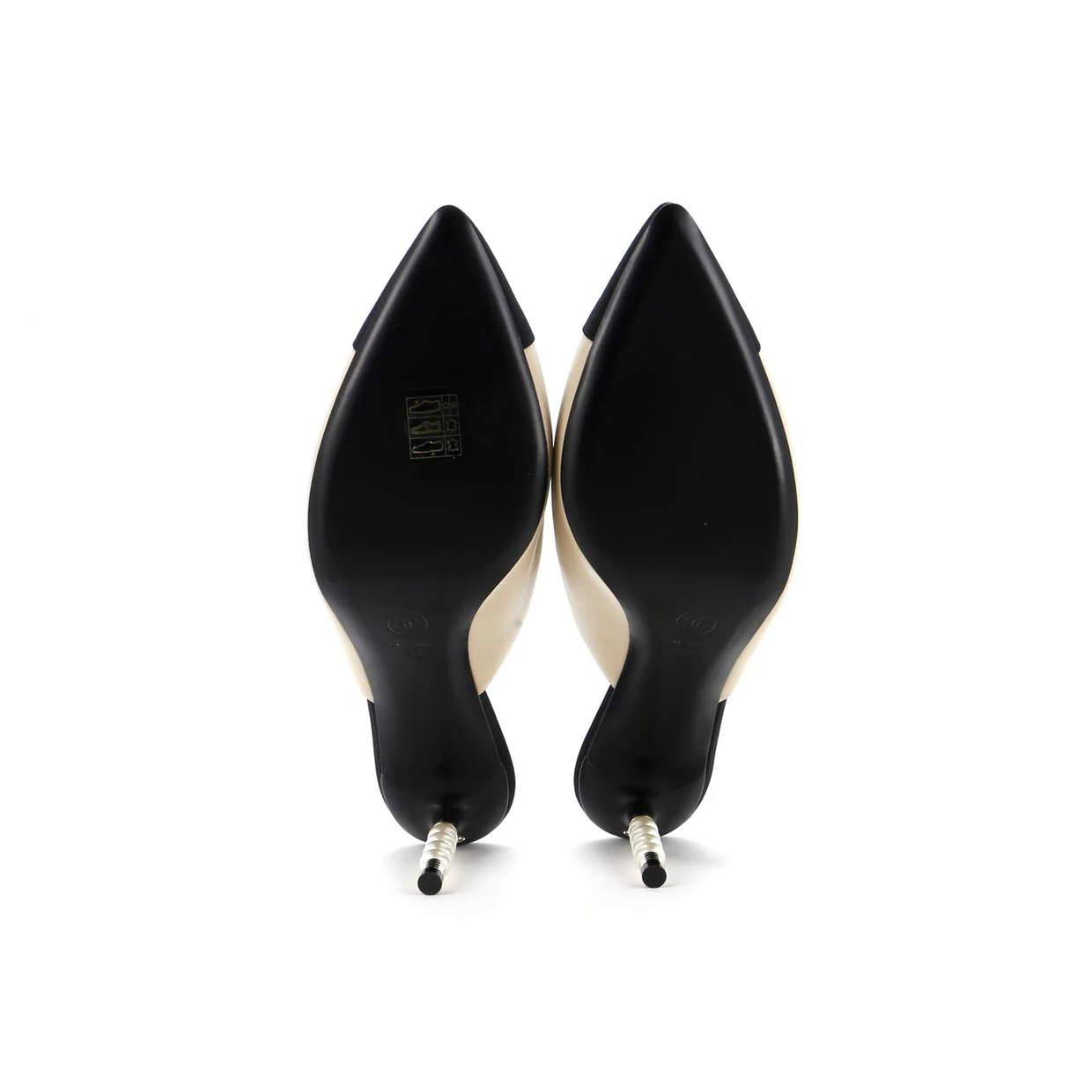 Women's Pointed Toe Heeled Mules Leather with Faux Pearls - Deep Luxury
