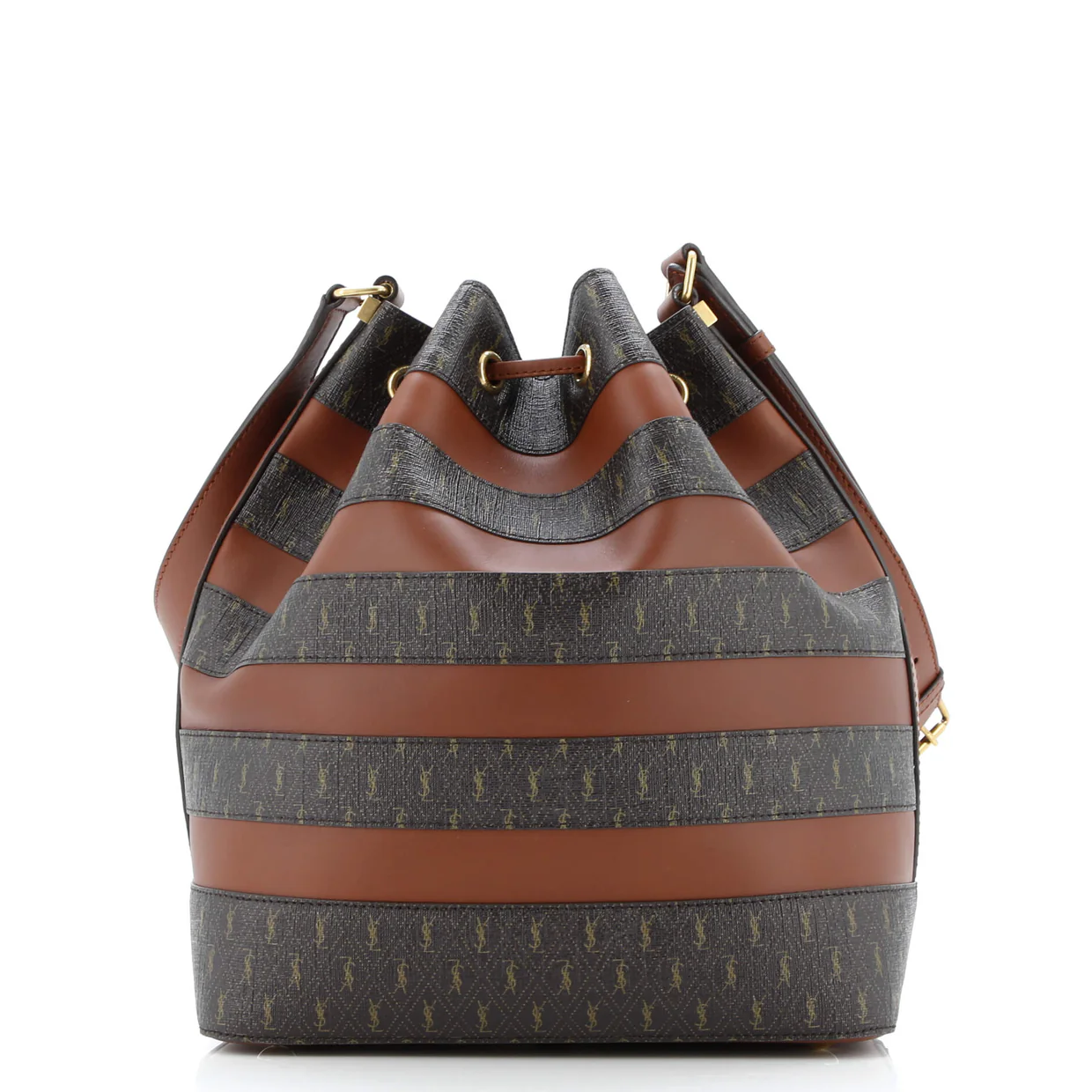 Le Monogramme Striped Bucket Bag Monogram All Over Coated Canvas and Leather - Deep Luxury