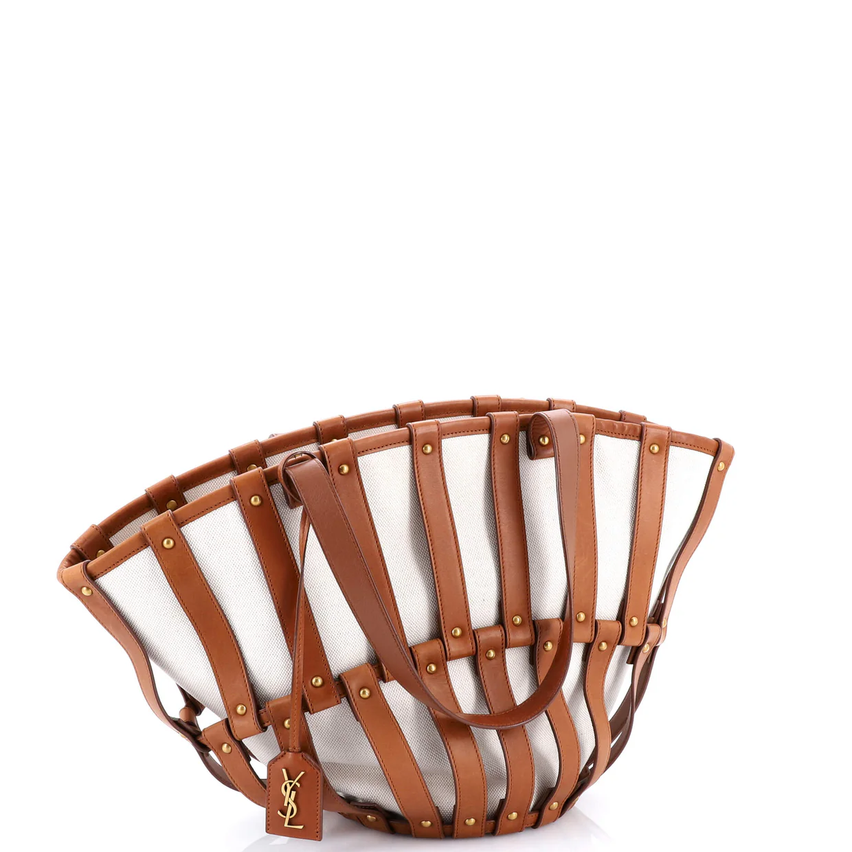 Beatrix Panier Cut Out Tote Canvas with Leather - Deep Luxury