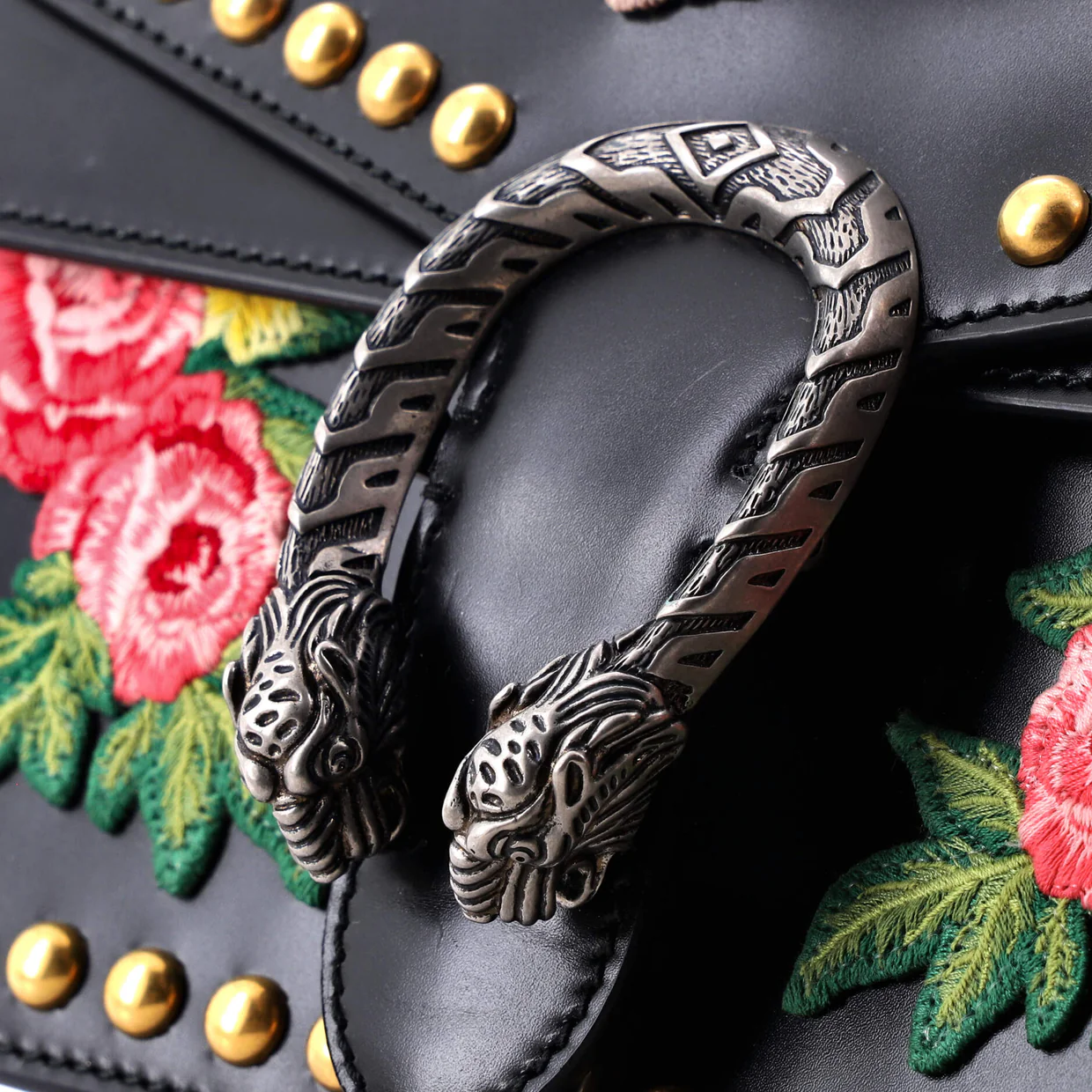 Dionysus Bag Embroidered Studded Leather Small - Deep Luxury