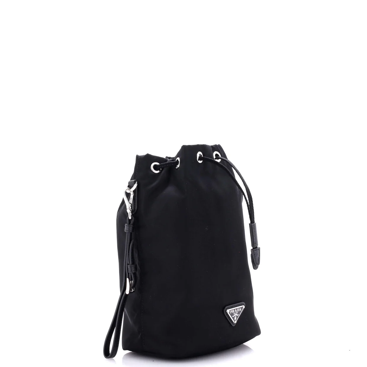 Drawstring Wristlet Bucket Bag Tessuto Small - Deep Luxury
