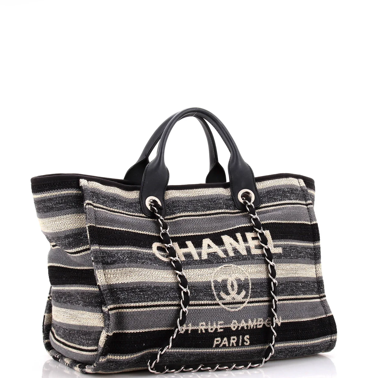 Deauville Tote Stripe Canvas Medium - Deep Luxury