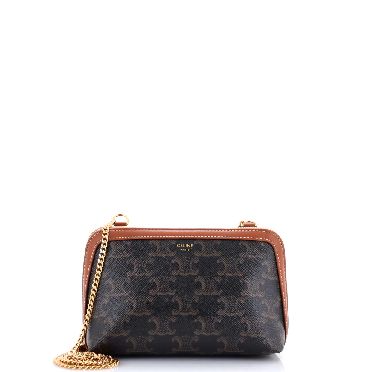 Zip Around Chain Clutch Triomphe Coated Canvas - Deep Luxury