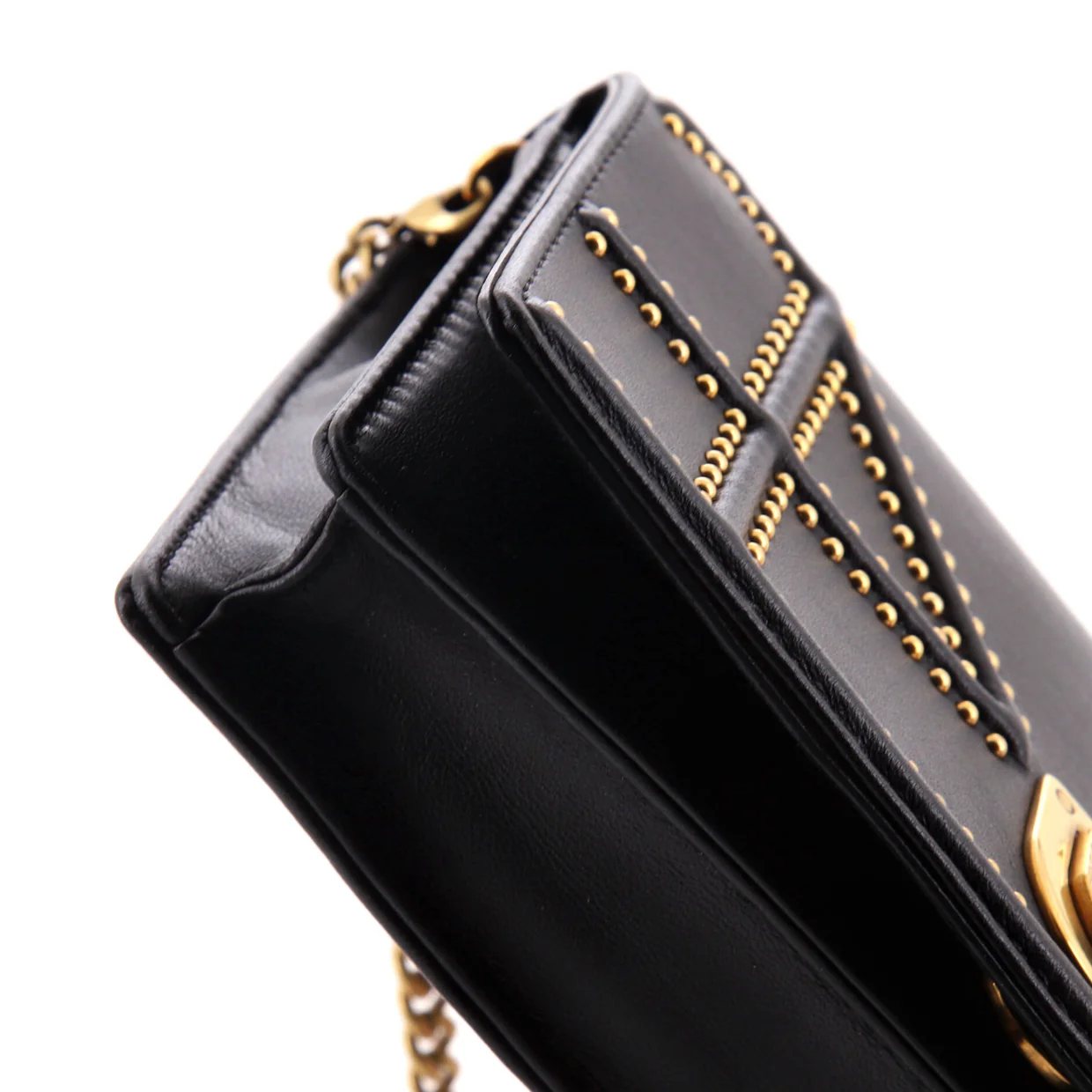 Diorama Wallet on Chain Studded Leather - Deep Luxury