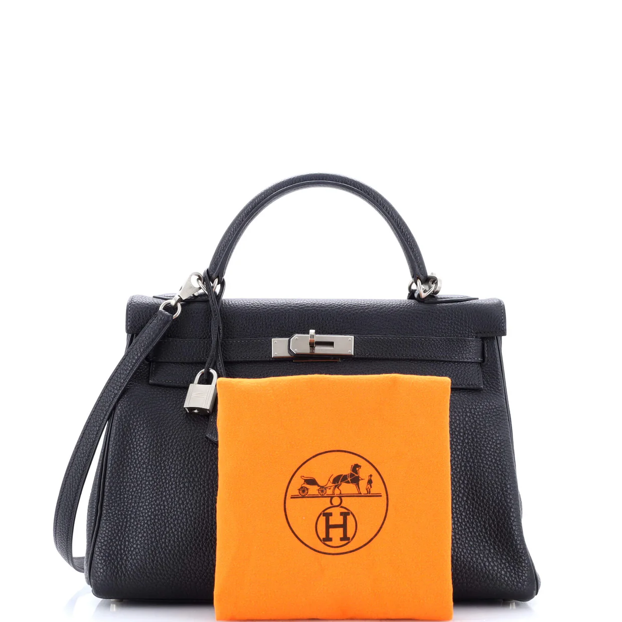 Kelly Handbag Noir Togo with Brushed Palladium Hardware 32 - Deep Luxury