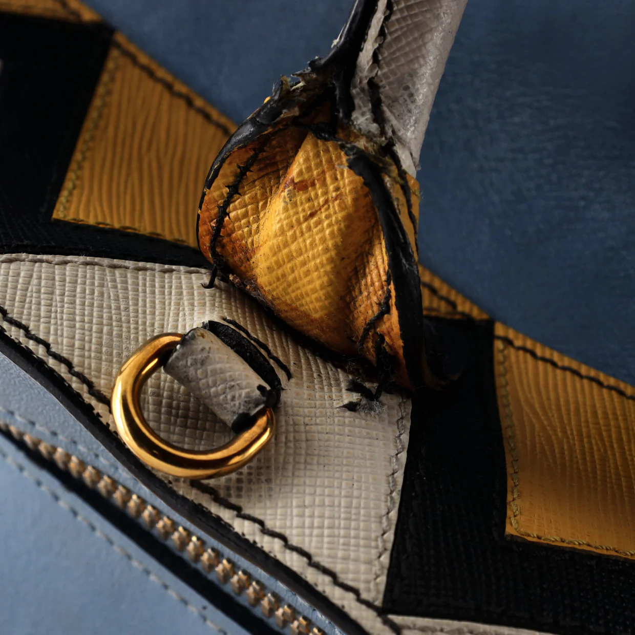 Esplanade Tote City Calf and Greca Saffiano Medium - Deep Luxury