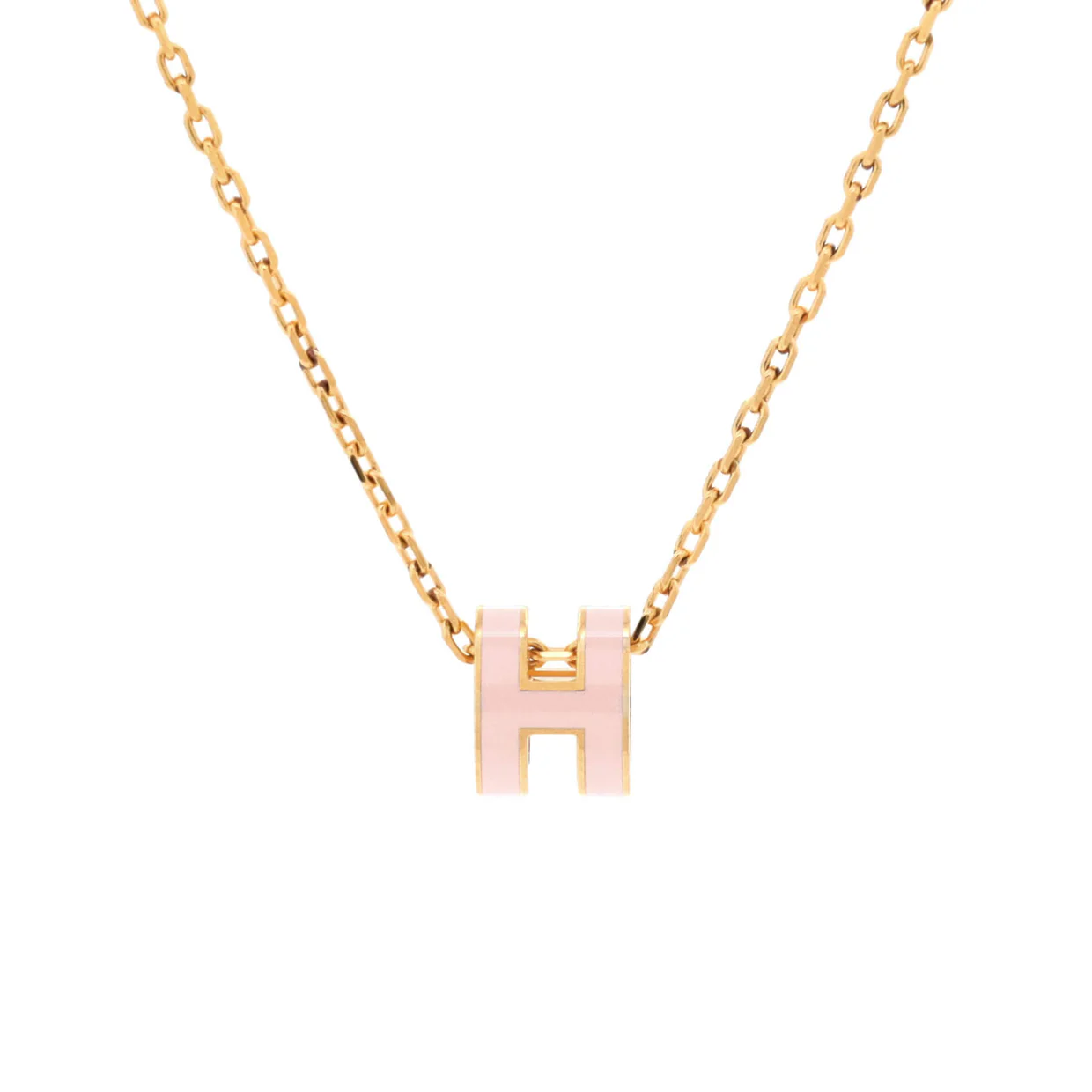 Pop H Pendant Chain Necklace Metal and Enamel Mini - Deep Luxury