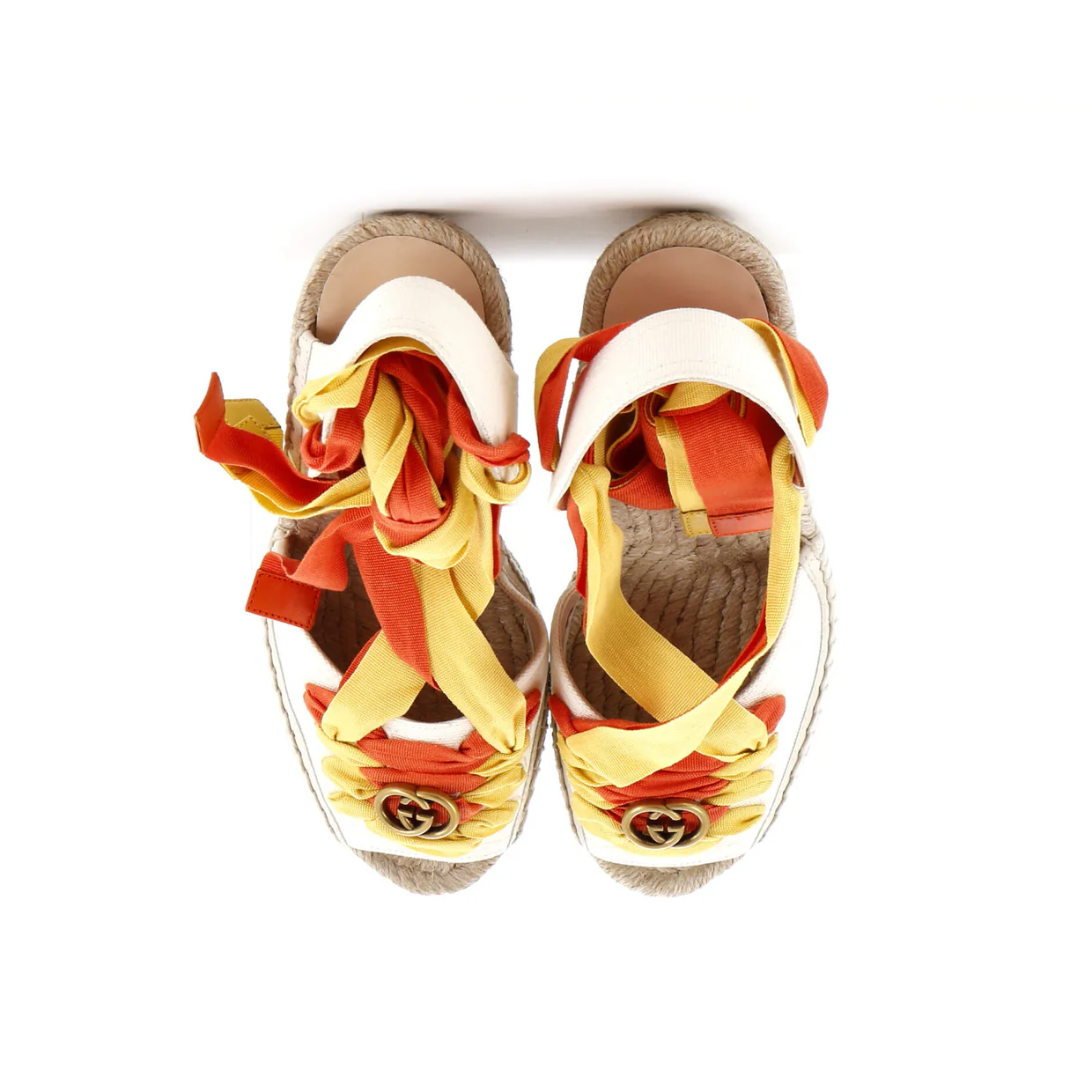 Women's GG Ankle Tie Wedge Espadrilles Canvas - Deep Luxury