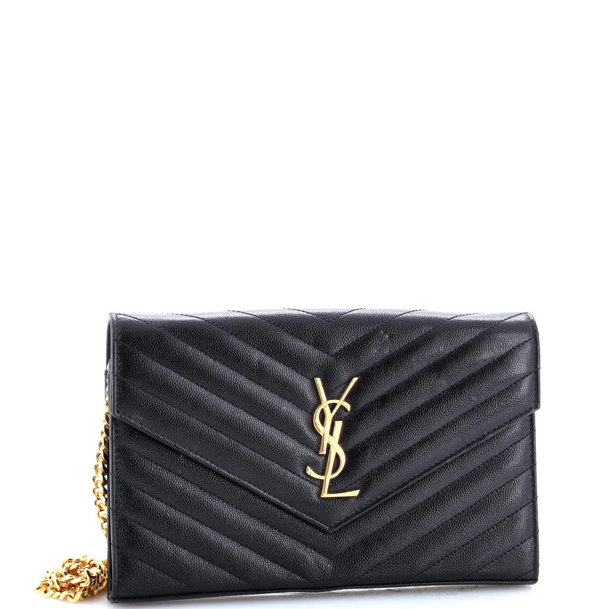 Classic Monogram Wallet on Chain Matelasse Chevron Leather Medium - Deep Luxury