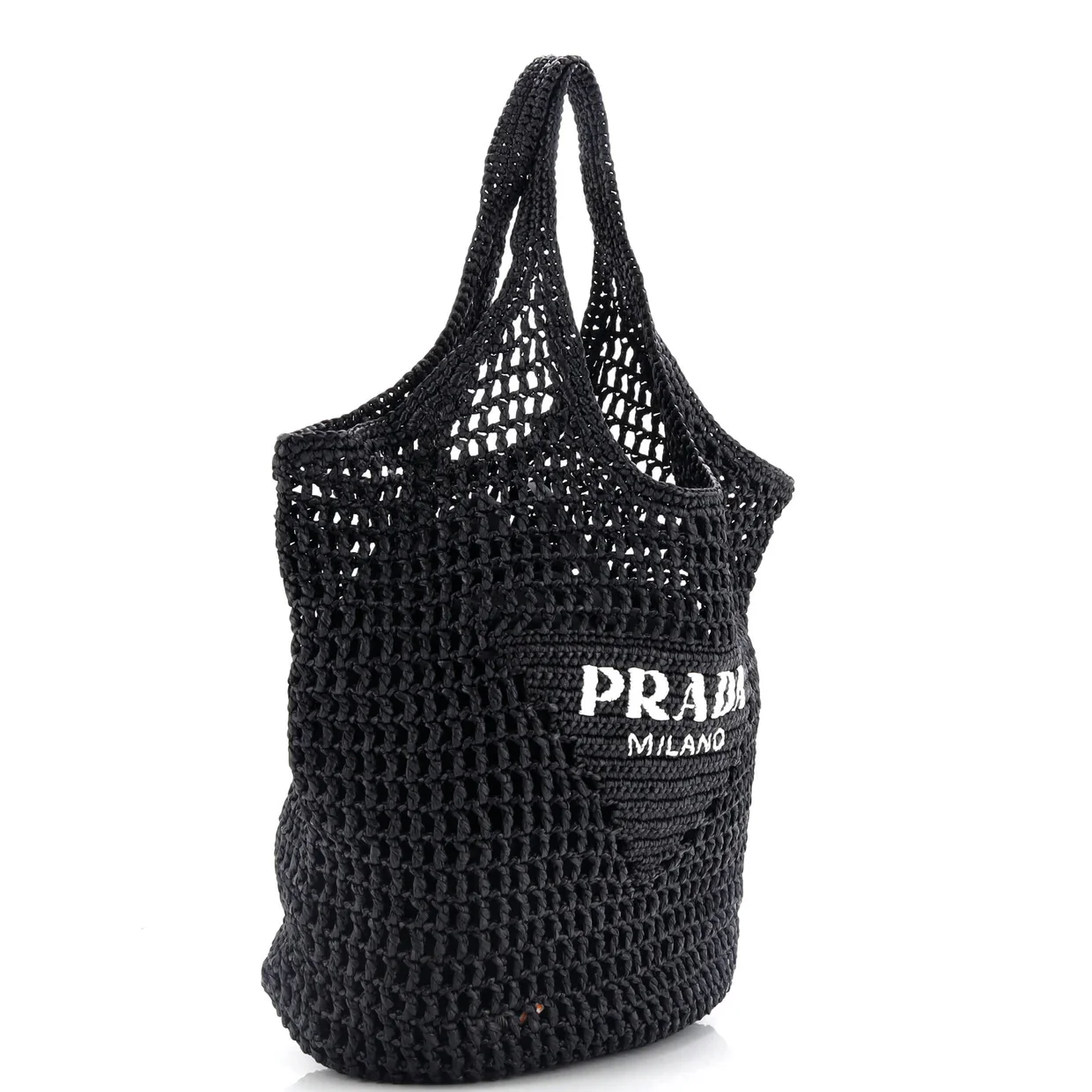 Triangle Logo Bucket Tote Raffia - Deep Luxury