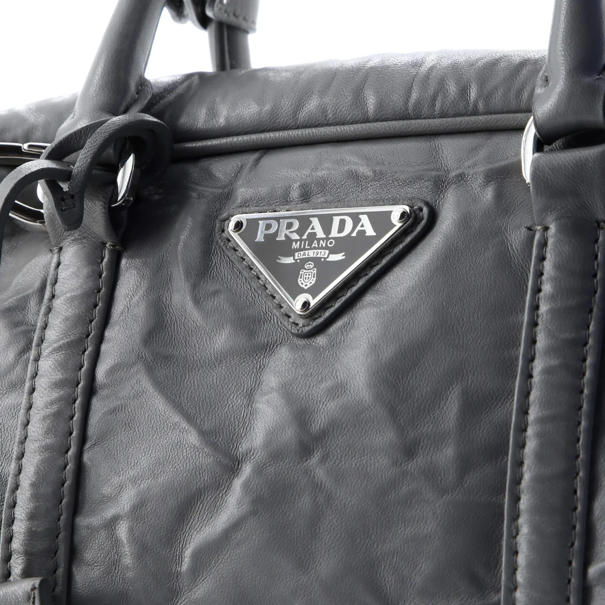 Re-Edition Top Handle Bauletto Bag Nappa Antique Medium - Deep Luxury