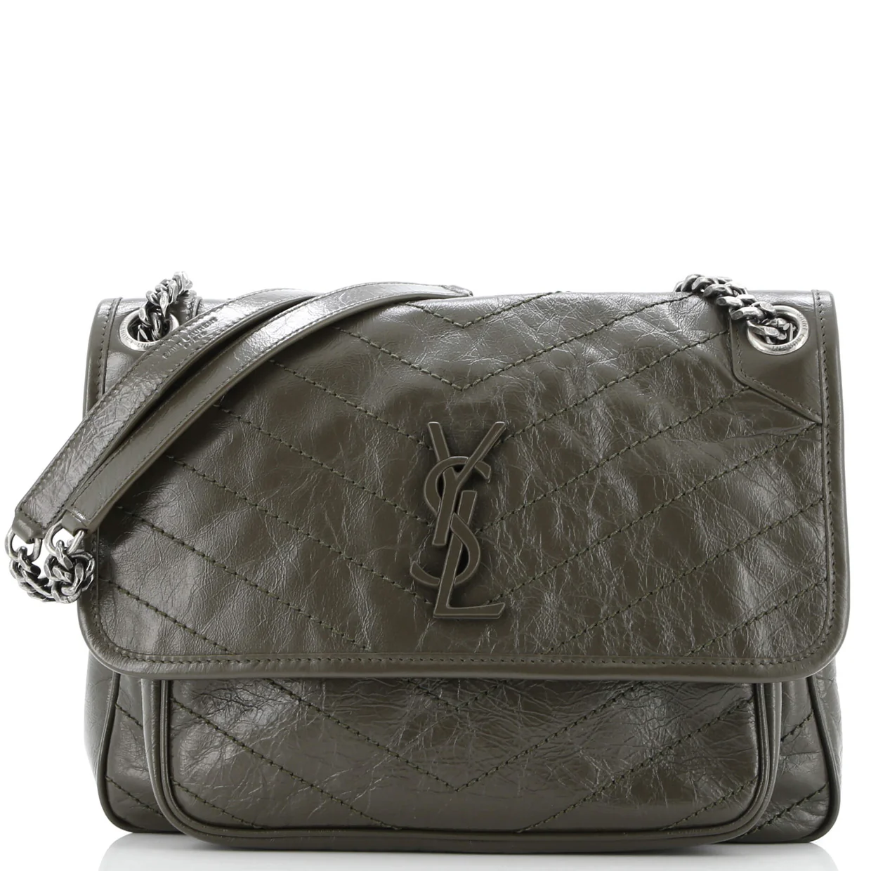 Niki Chain Flap Bag Leather Medium - Deep Luxury