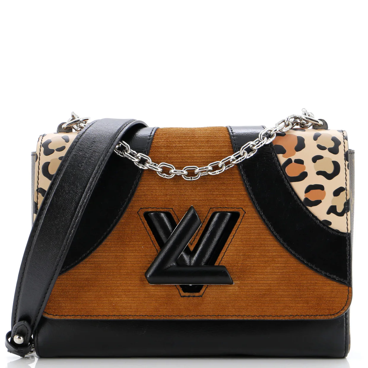 Twist Handbag Leopard Wild Printed Leather and Calfskin MM - Deep Luxury
