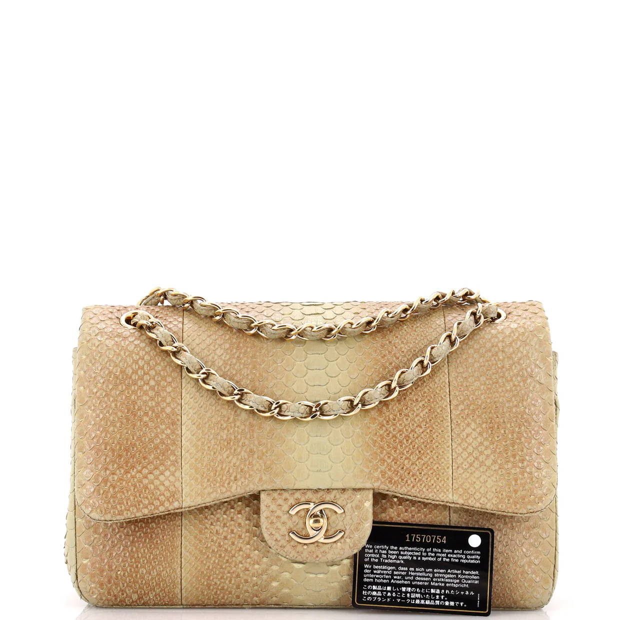 Classic Double Flap Bag Python Jumbo - Deep Luxury