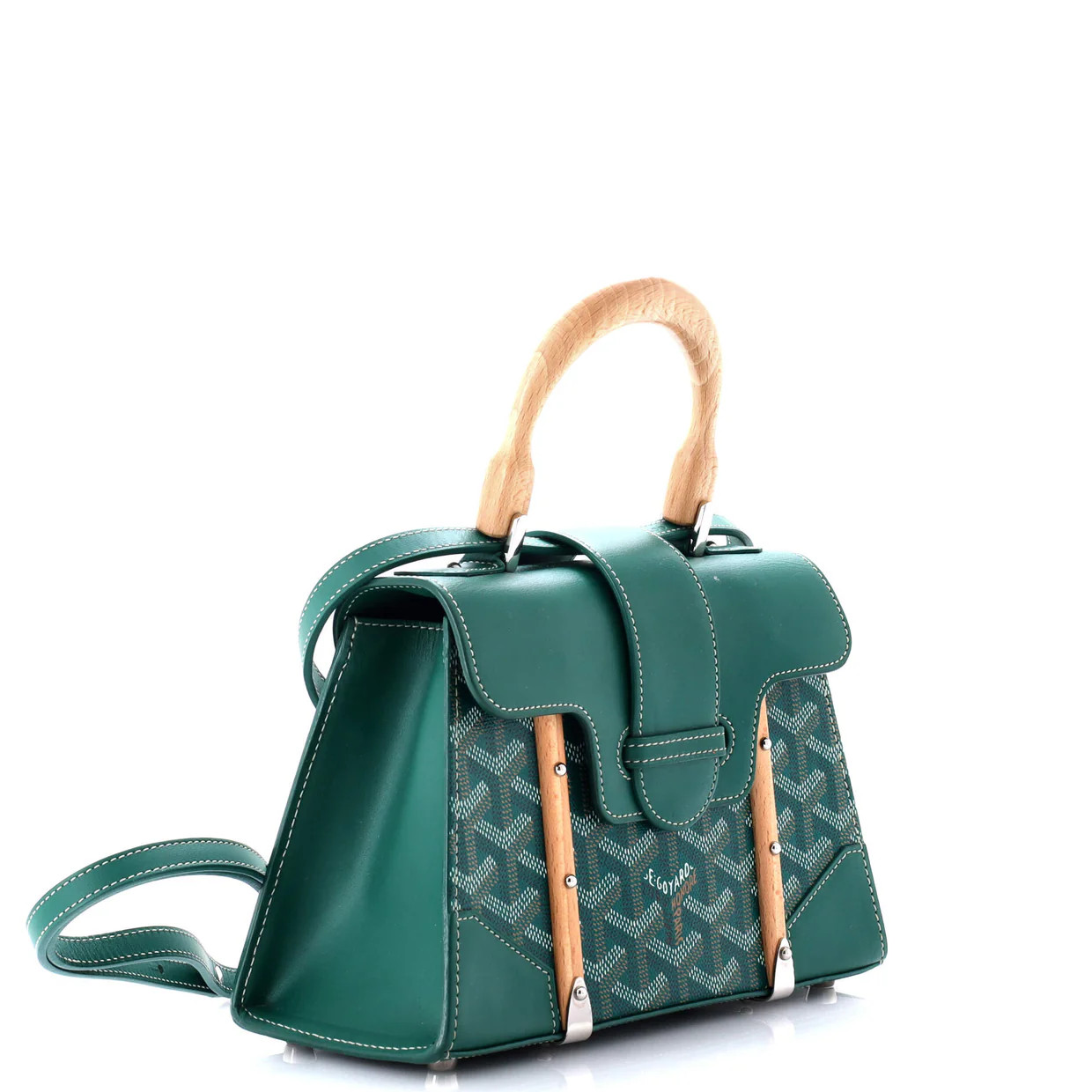 Structured Saigon Top Handle Bag Coated Canvas with Leather Mini - Deep Luxury