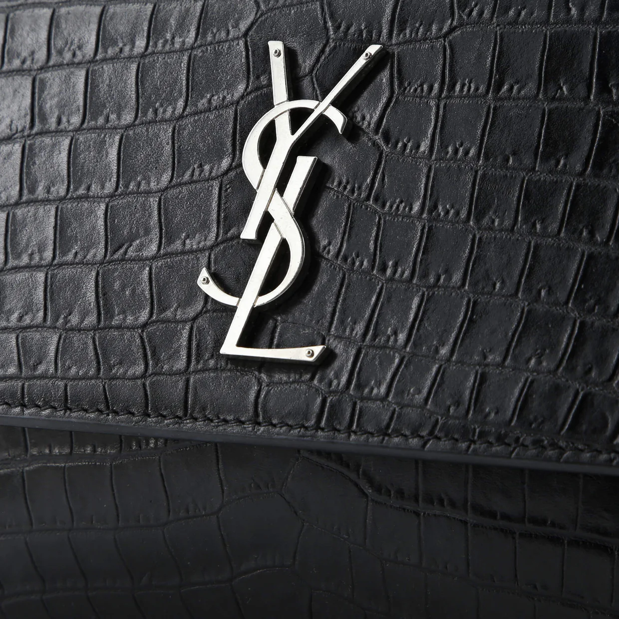 Sunset Crossbody Bag Crocodile Embossed Leather Medium - Deep Luxury