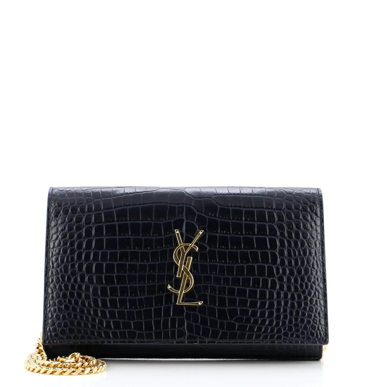Classic Monogram Wallet on Chain Crocodile Embossed Leather - Deep Luxury